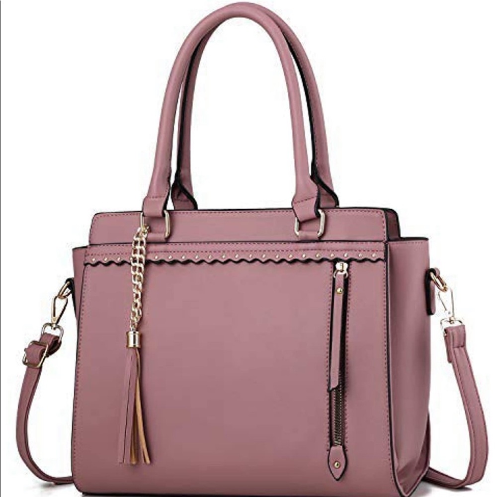 Womens Pink Tote Bag with Tassel Accent
